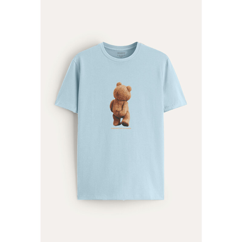 Tričko, Barva Blankytně Modrá, s Potiskem Compton Teddy