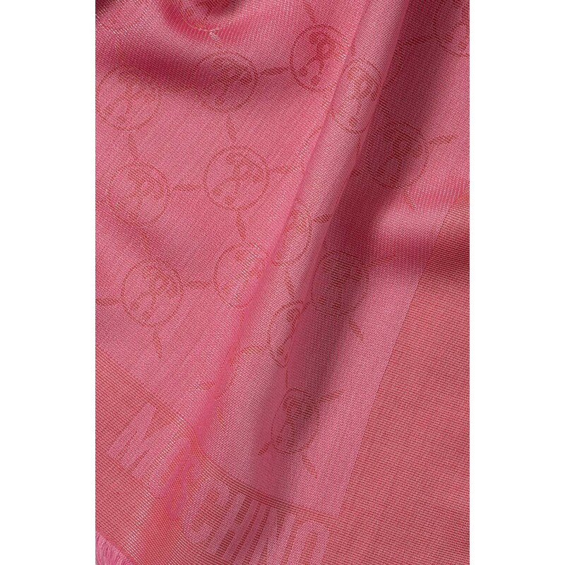 Šátek z vlněné směsi Moschino růžová barva, hladký