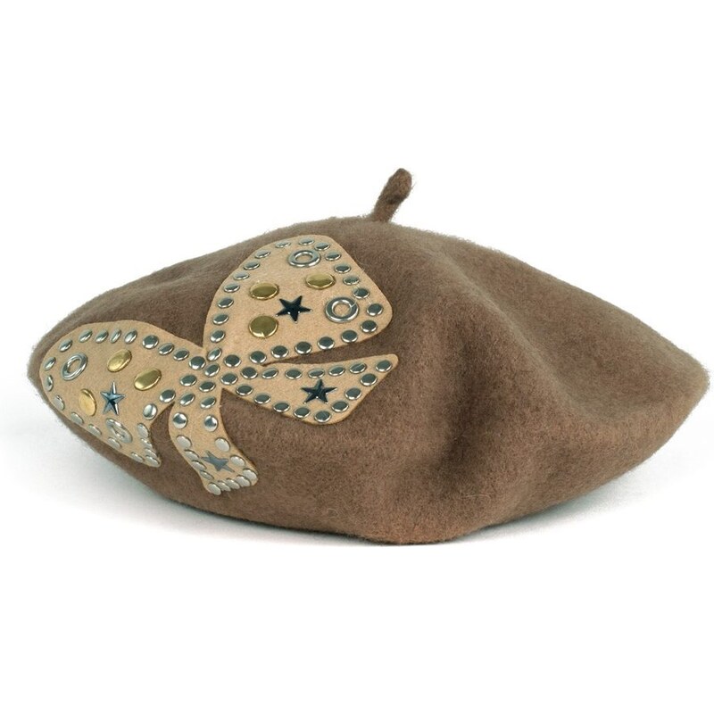 Art Of Polo Vlněný baret s mašlí béžový 84898300