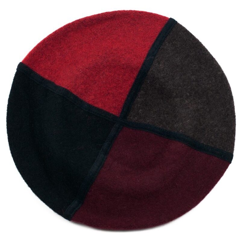 Art of Polo Červený čtyřbarevný vlněný baret