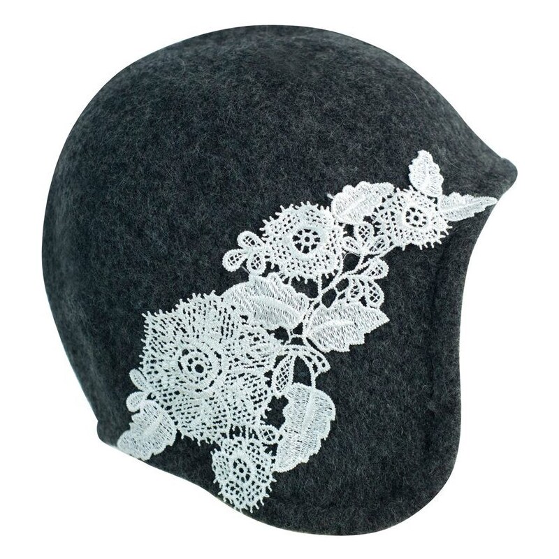 Art of Polo Dámský klobouk s krajkovými květy tmavě šedý