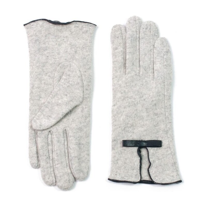 Art of Polo Dámské šedé vlněné rukavice s mašlí