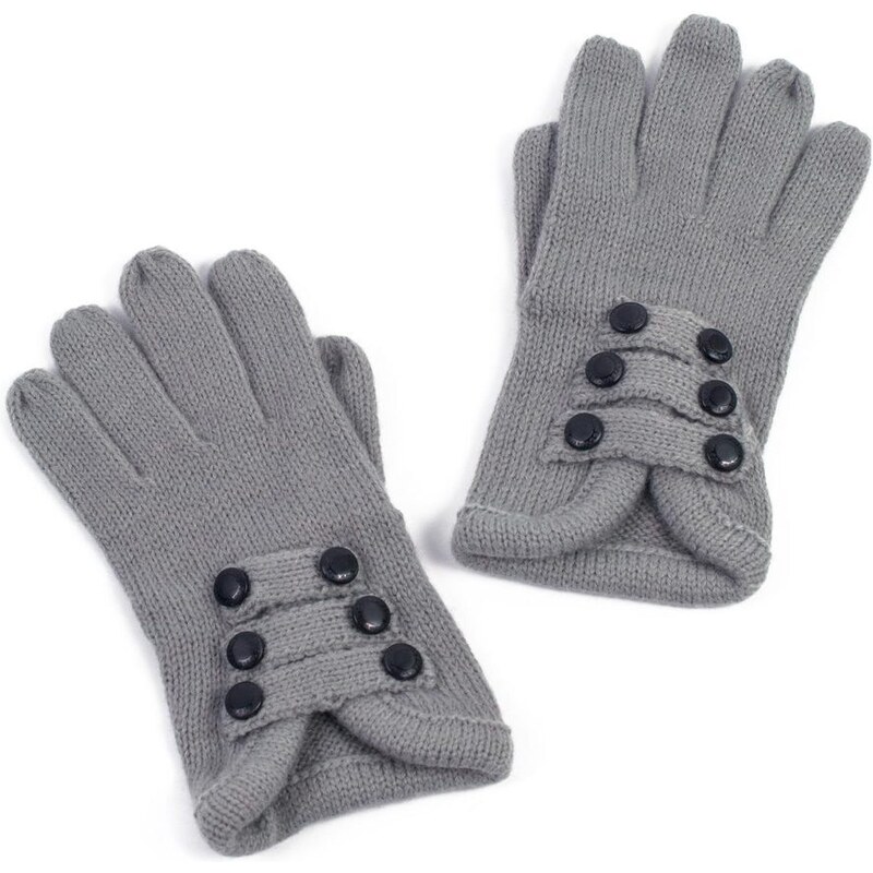 Art of Polo Módní rukavice zdobené knoflíčky tmavě šedé