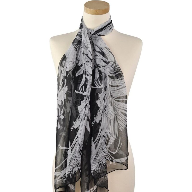 Art of Polo Lehký šátek s černobílým vzorem