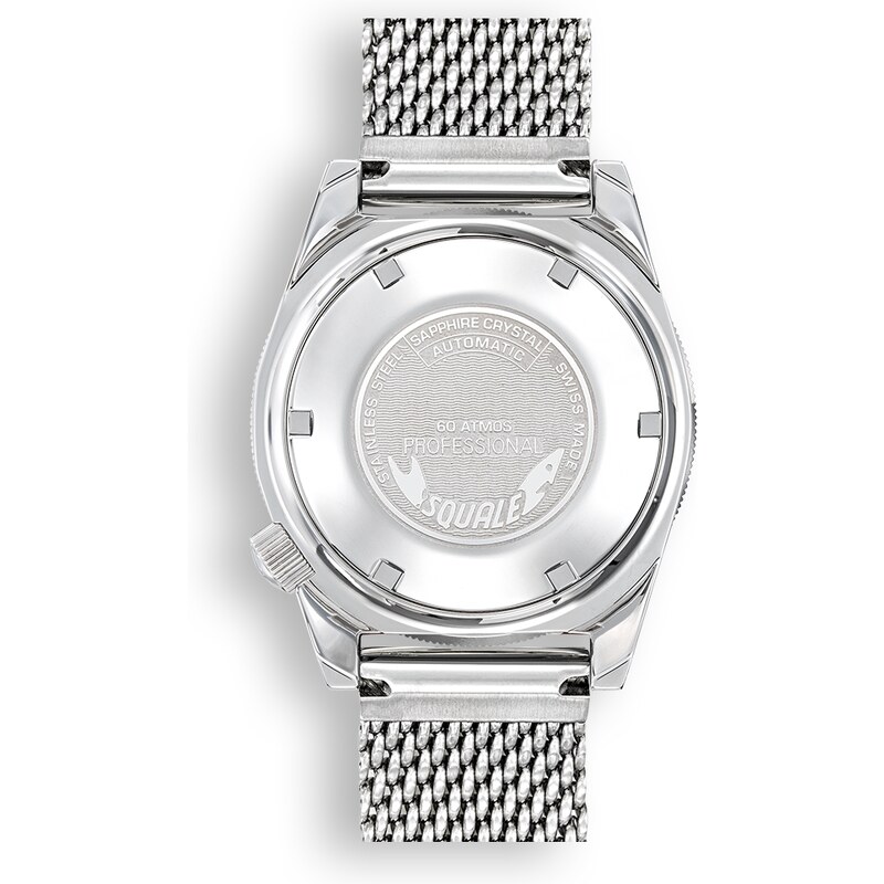 Squale Watches Stříbrné pánské hodinky Squale s ocelovým páskem Matic Grey Mesh - Silver 44MM Automatic