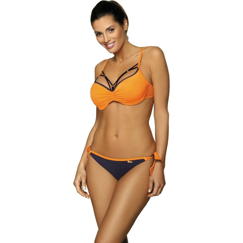 MARKO COLLECTION Oranžovo-modré bikiny s ozdobným výstřihem