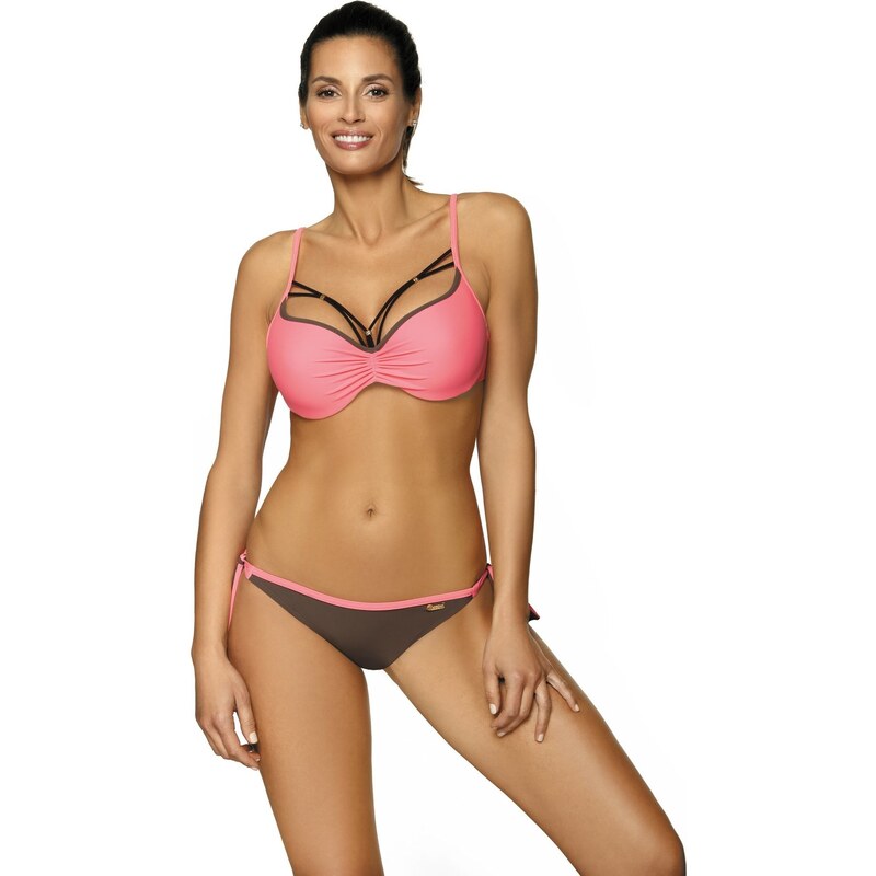 MARKO COLLECTION Růžovo-šedé bikiny s ozdobným výstřihem Shirley