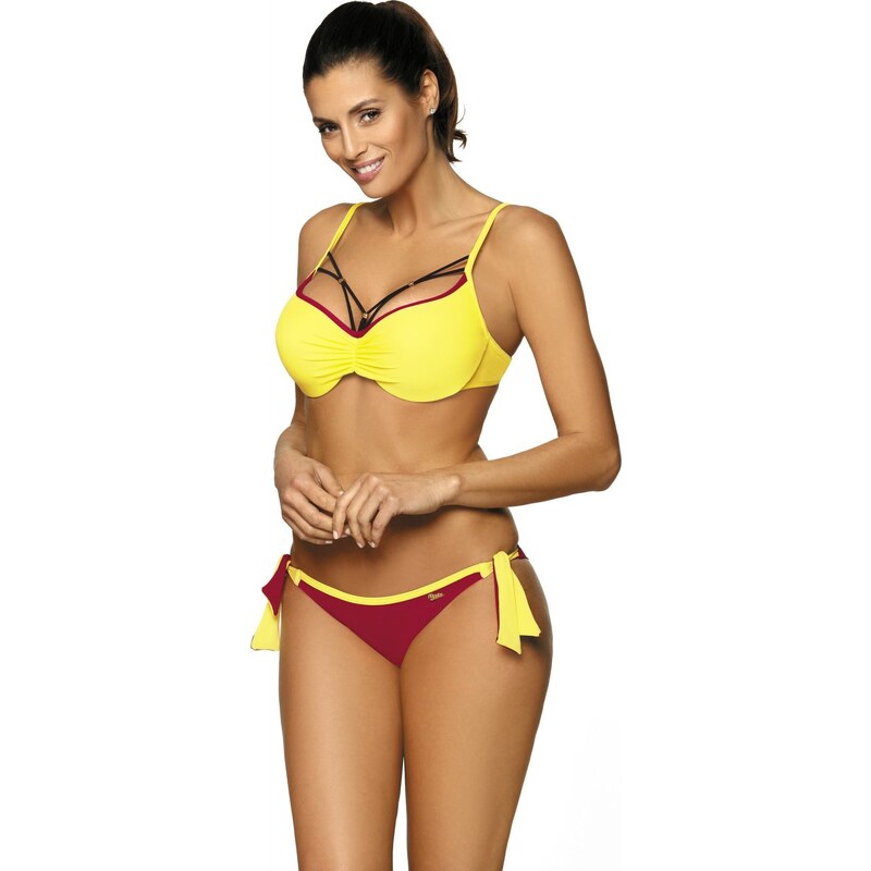 MARKO COLLECTION Žluto-fuchsiové bikiny s ozdobným výstřihem