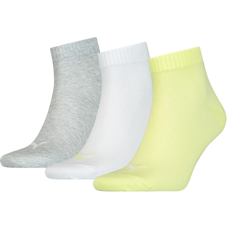 Unisex ponožky 906978 Quarter Soft A3 šedo-bílo-žluté - Puma