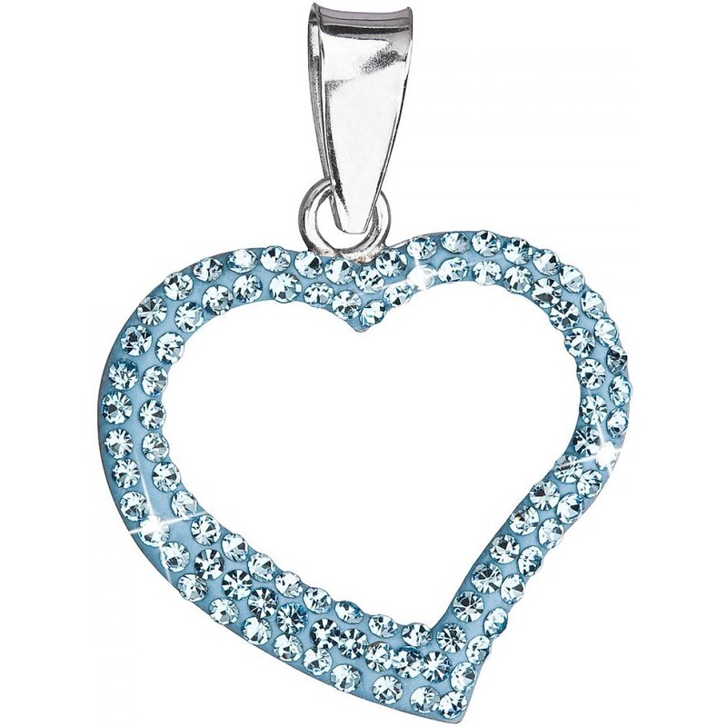 Evolution Group Stříbrný přívěsek s krystaly Swarovski modré srdce 34093.3 Aqua