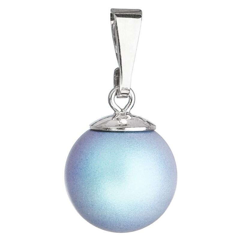 Evolution Group Stříbrný přívěšek s kulatou světle modrou matnou Swarovski perlou 34150.3 Light Blue