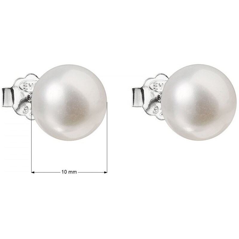 Evolution Group Stříbrné náušnice pecky s bílou říční perlou 21043.1 Bílá