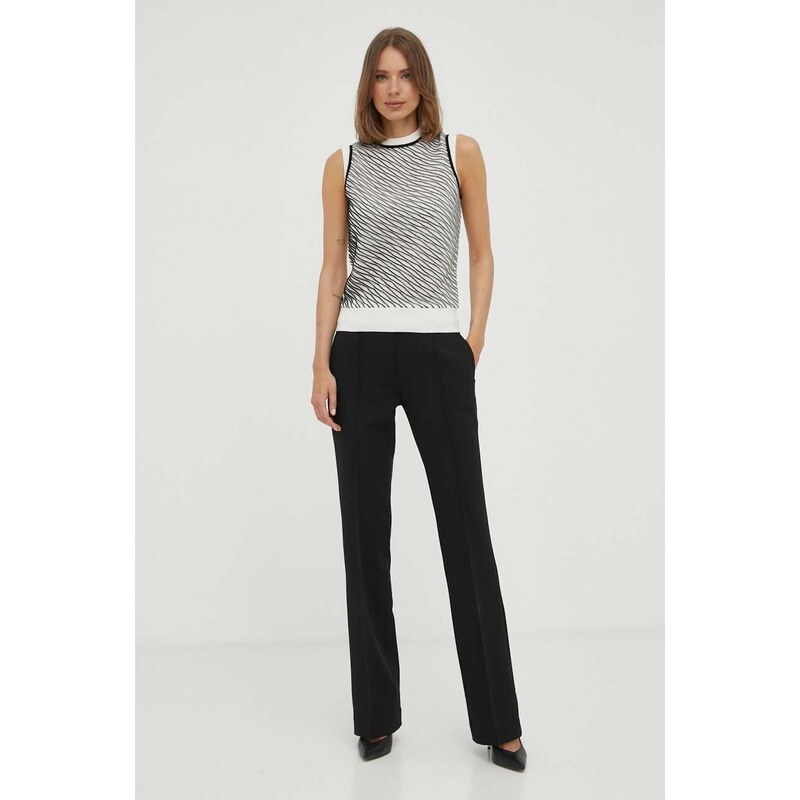 Kalhoty MICHAEL Michael Kors dámské, černá barva, jednoduché, medium waist