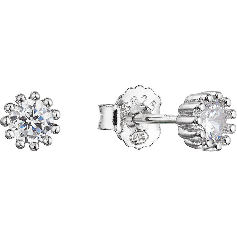 Stříbrné náušnice pecky kulaté se zirkonem 11436.1 crystal