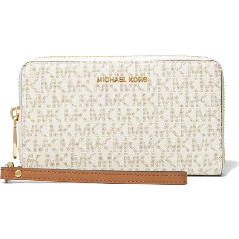 Michael Kors Large Logo Leather Wristlet Vanilla