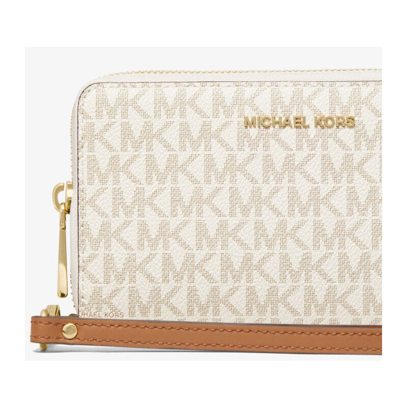 Michael Kors Large Logo Leather Wristlet Vanilla