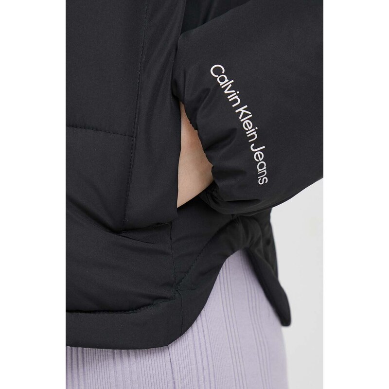 Bunda Calvin Klein Jeans dámská, černá barva, zimní