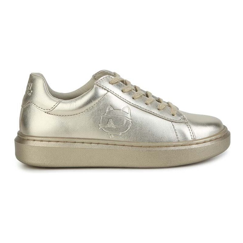 Dětské kožené sneakers boty Karl Lagerfeld zlatá barva