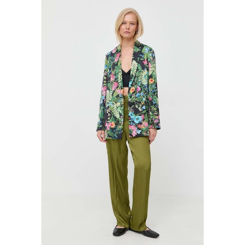 Kalhoty MAX&Co. dámské, zelená barva, široké, high waist