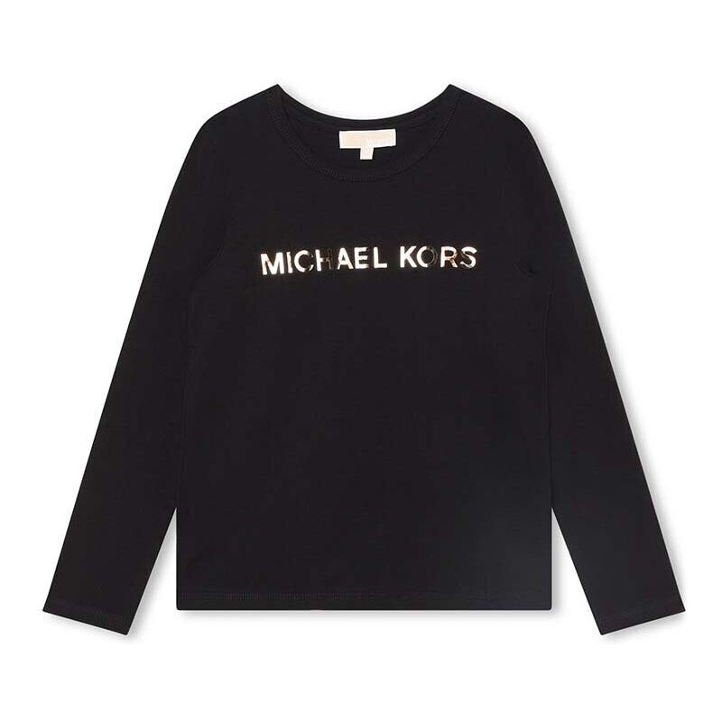 Dětské tričko s dlouhým rukávem Michael Kors černá barva, s potiskem
