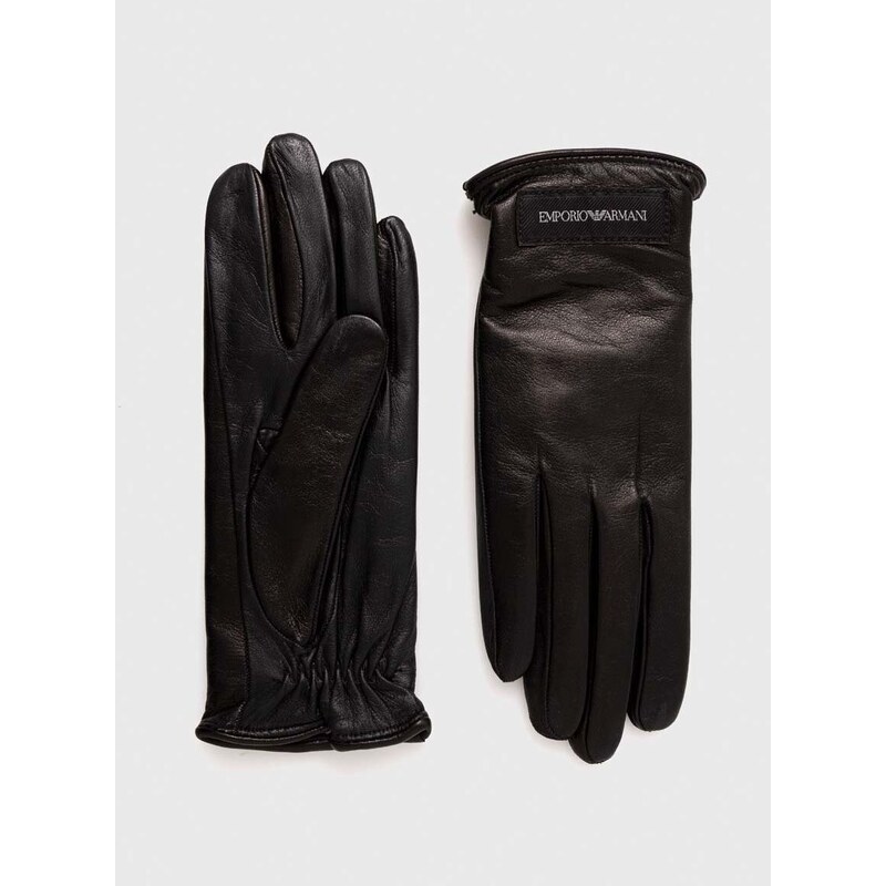 Kožené rukavice Emporio Armani dámské, černá barva
