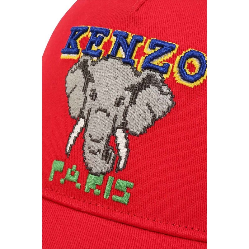 Dětská bavlněná kšiltovka Kenzo Kids červená barva, s aplikací