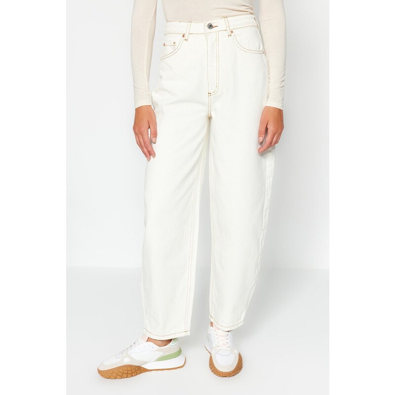 Trendyol bílé džíny s vysokým pasem