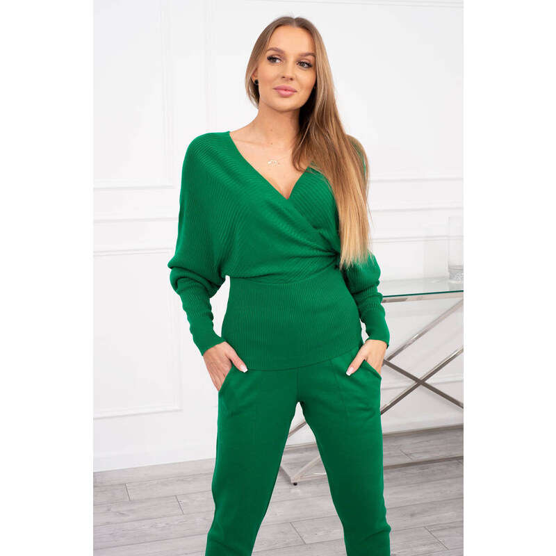 K-Fashion Dvoudílná souprava svetrů zelená