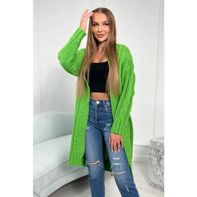K-Fashion Světle zelený kostkovaný svetr