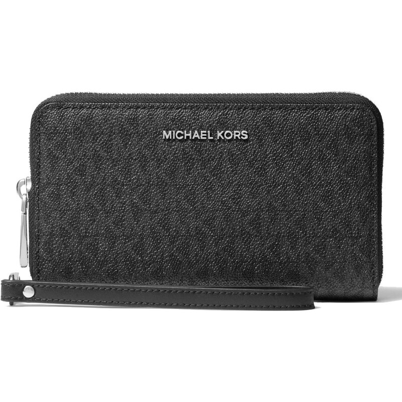 Michael Kors Large Logo Leather Wristlet Black