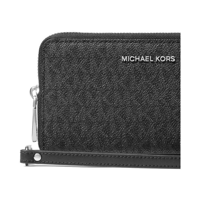 Michael Kors Large Logo Leather Wristlet Black