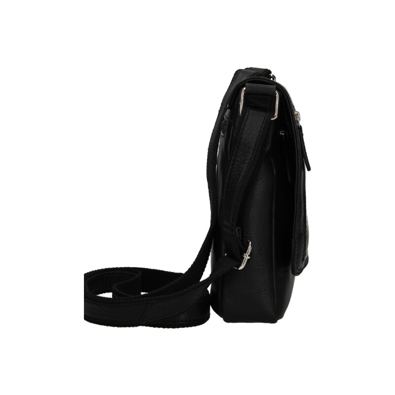 Kožená klopnová taška přes rameno Lagen - černá