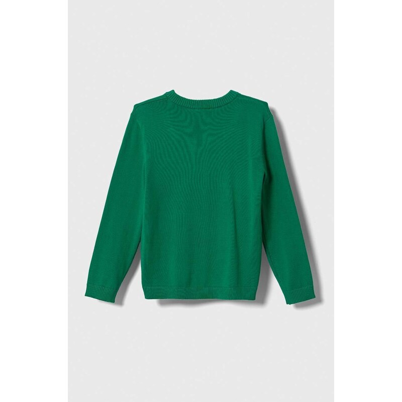Dětský bavlněný svetr United Colors of Benetton zelená barva, lehký