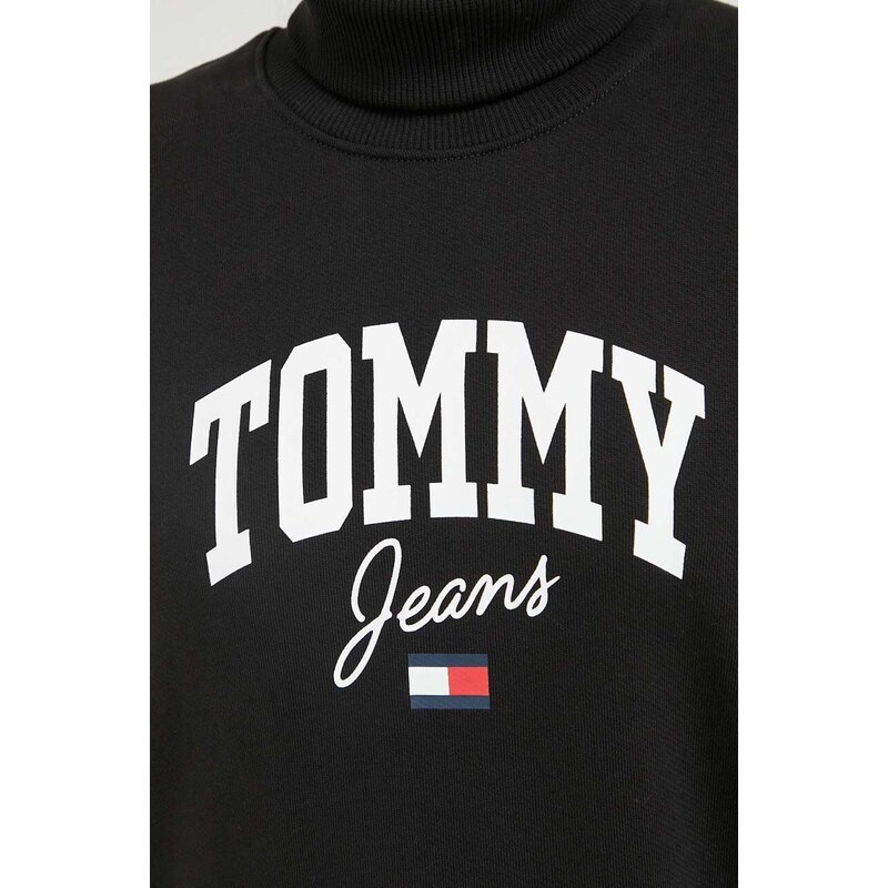 Bavlněné šaty Tommy Jeans černá barva, mini, oversize