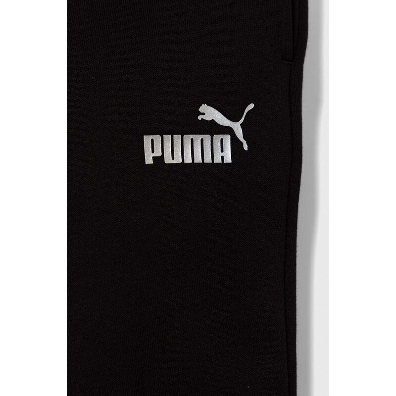 Dětské tepláky Puma ESS+ Sweatpants FL cl G černá barva, hladké