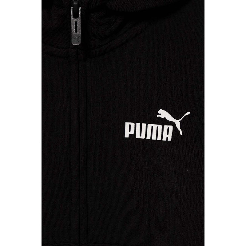 Dětská mikina Puma ESS Small Logo Full-Zip Hoodie TR G černá barva, s kapucí, hladká