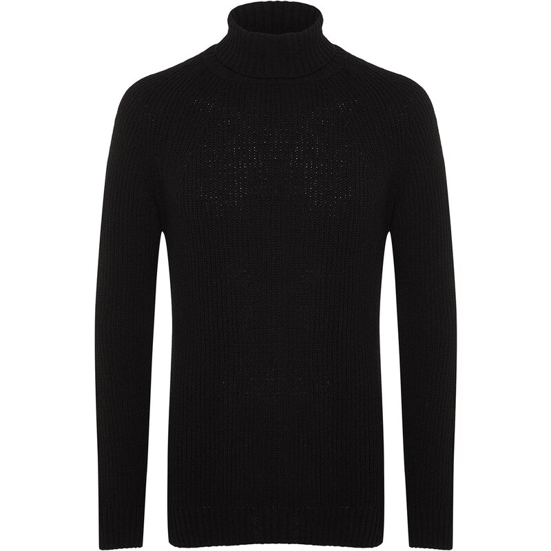 Trendyol Black Slim Fit Turtleneck Raglan Sleeve Basic Knitwear Sweater