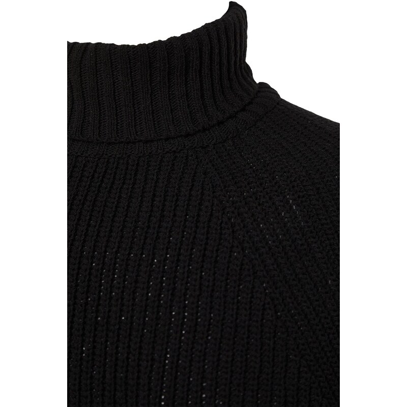 Trendyol Black Slim Fit Turtleneck Raglan Sleeve Basic Knitwear Sweater