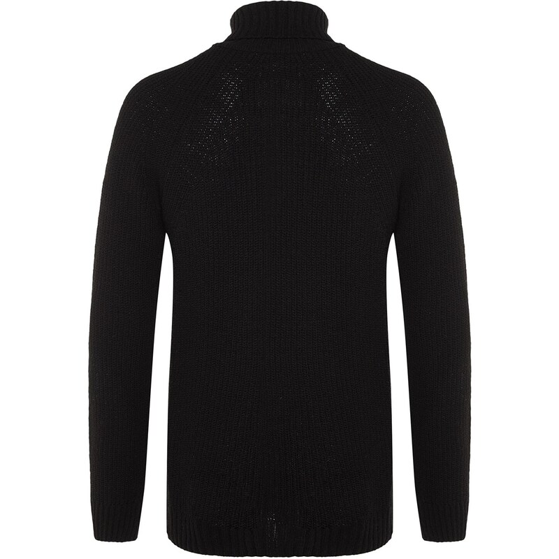 Trendyol Black Slim Fit Turtleneck Raglan Sleeve Basic Knitwear Sweater