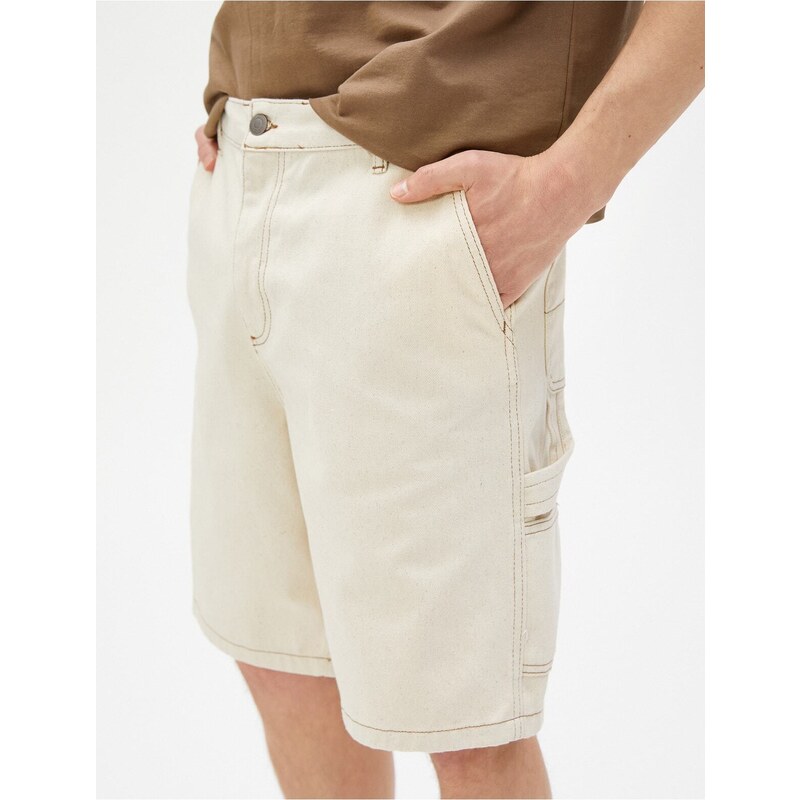 Koton Cargo Shorts with Pockets Stitching Detailed and Buttoned Cotton