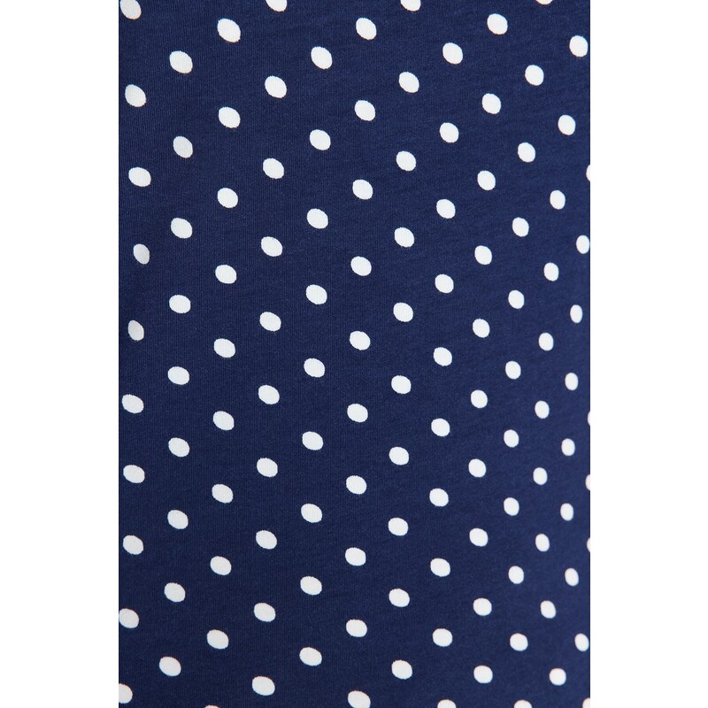 Trendyol Navy Blue Polka Dot Printed Cotton Halterneck Fitted/Slip-On Knitted Singlets