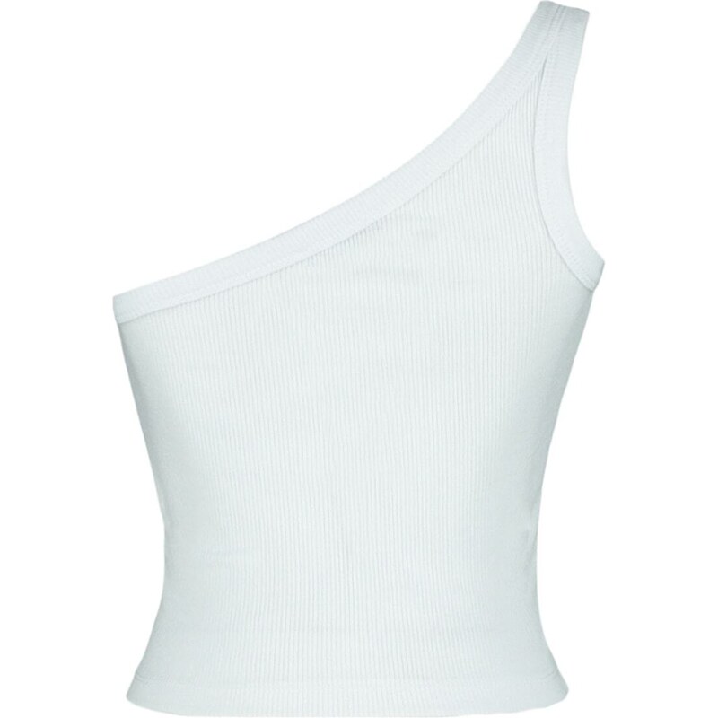 Trendyol White One-Shoulder Crop Corduroy, Stretchy Knit Tank Top