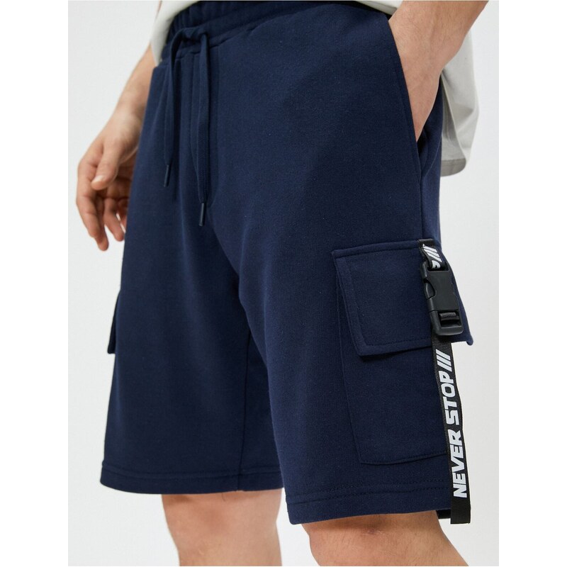 Koton Cargo Shorts with Pockets, Buttons and Ribbed.