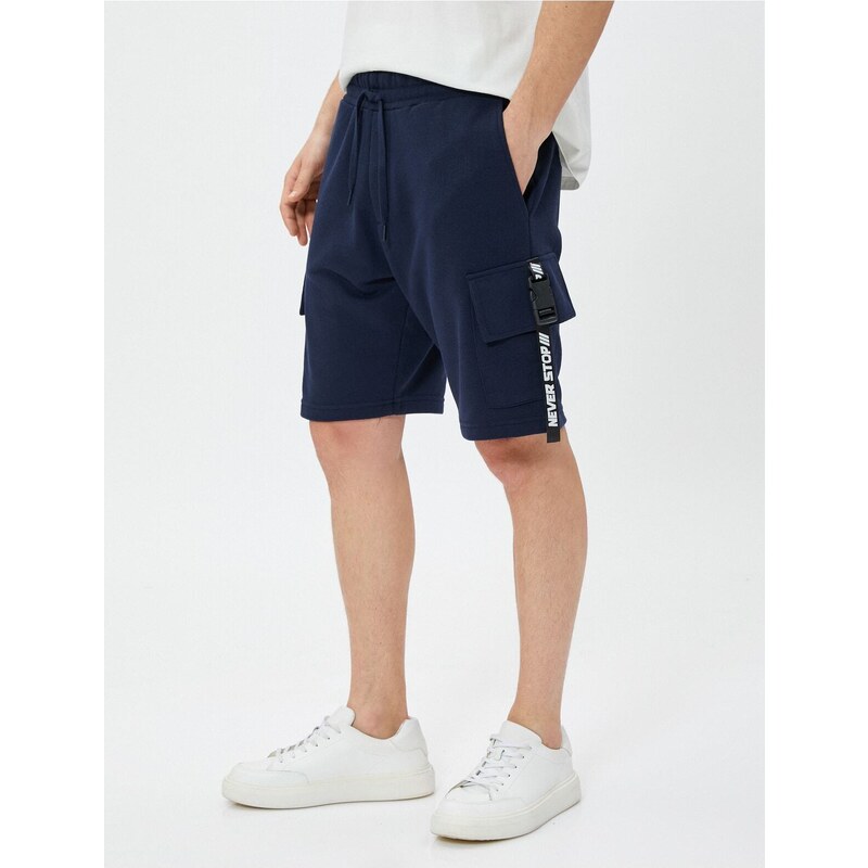 Koton Cargo Shorts with Pockets, Buttons and Ribbed.