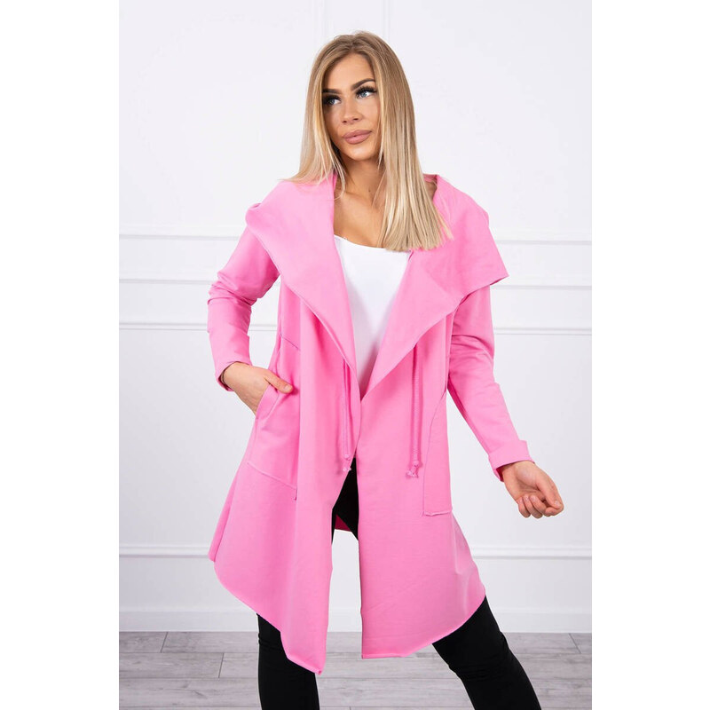 K-Fashion Volná bunda s kapucí růžová 84234721