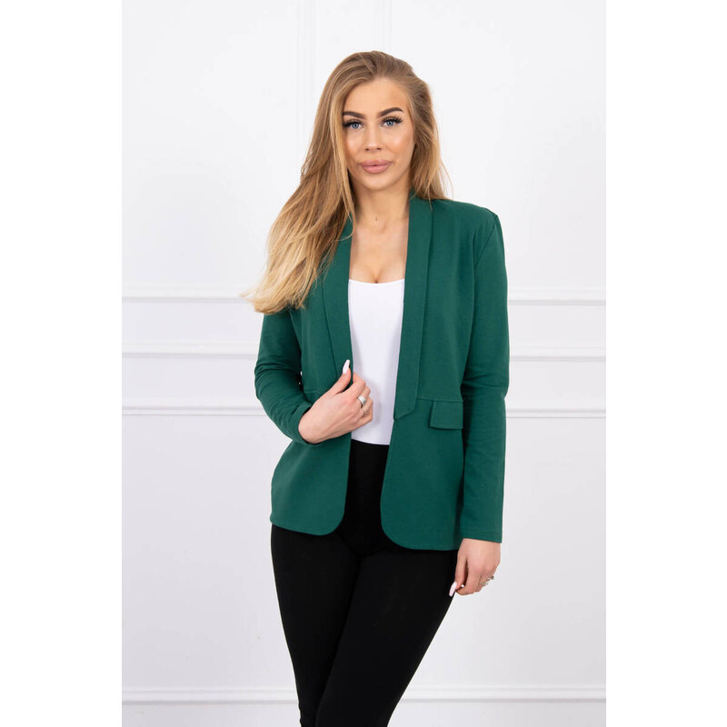 K-Fashion Tmavě zelené sako s klopami