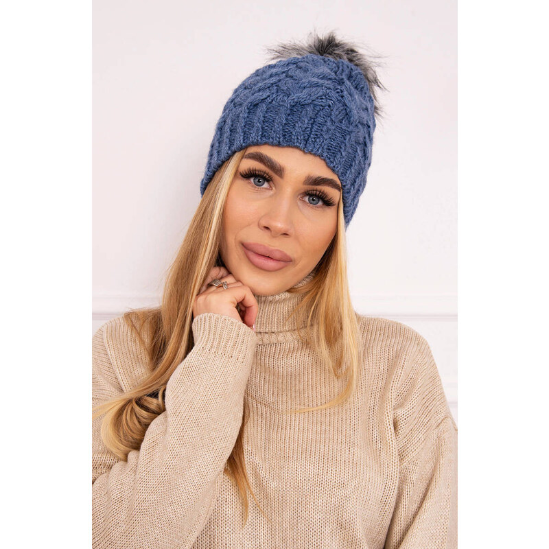 K-Fashion Daria K217 džínová fleecová čepice