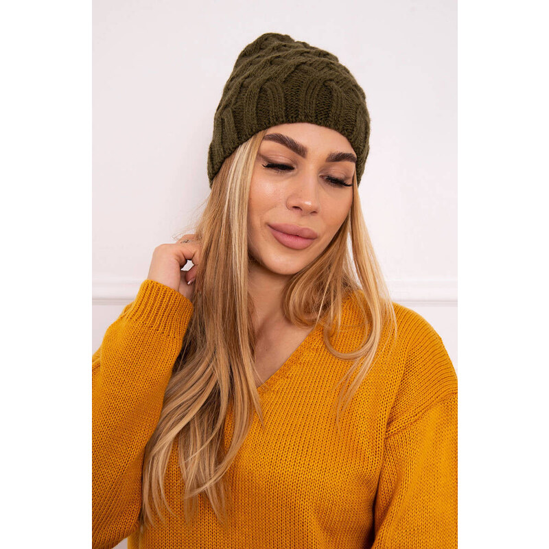 K-Fashion Fleecová čepice Agnes K239 khaki