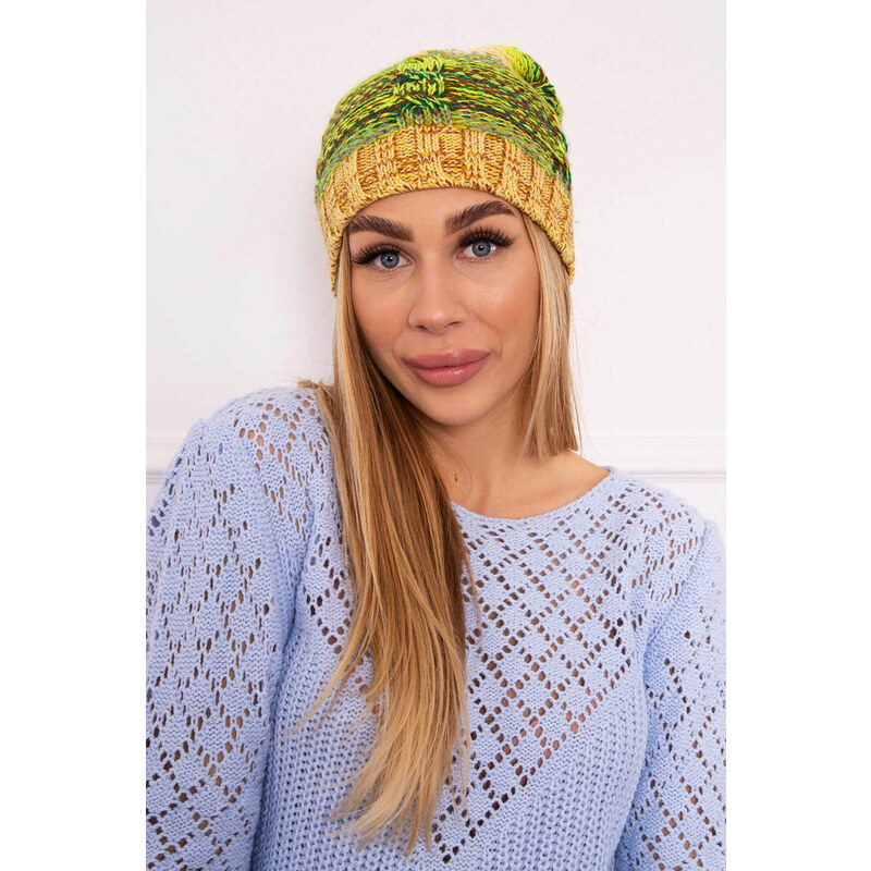 K-Fashion Fleecová čepice Klaudia K255 neon green+yellow