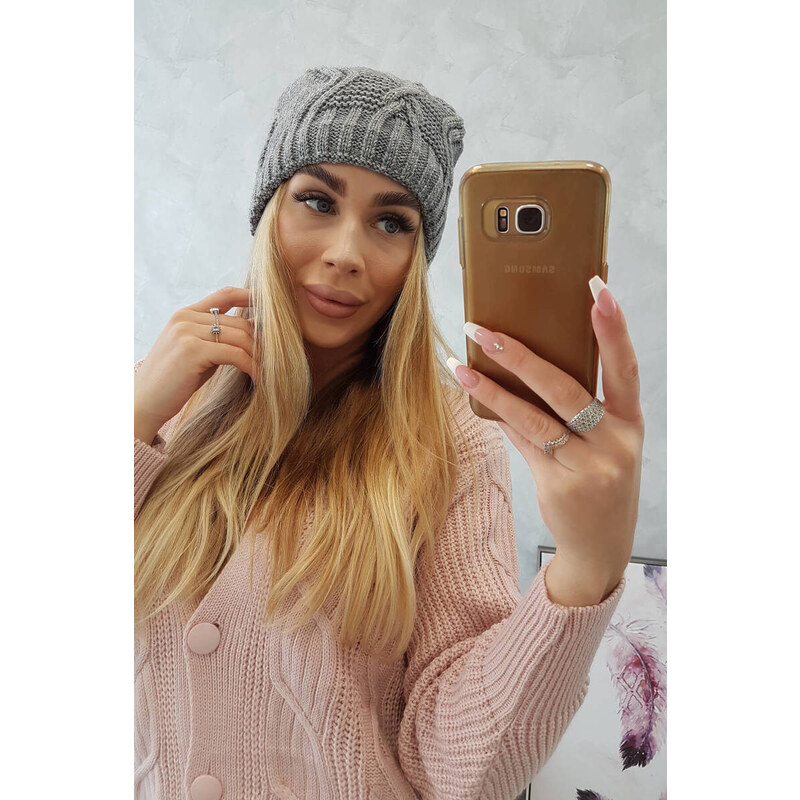K-Fashion Fleecová čepice Sylwia K244 tmavě šedá 87647497